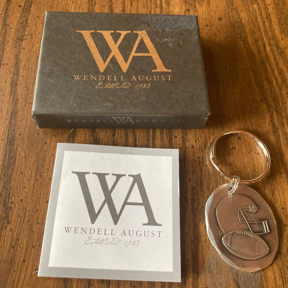 Wendell august hand forged metal keychain football helmet NIB